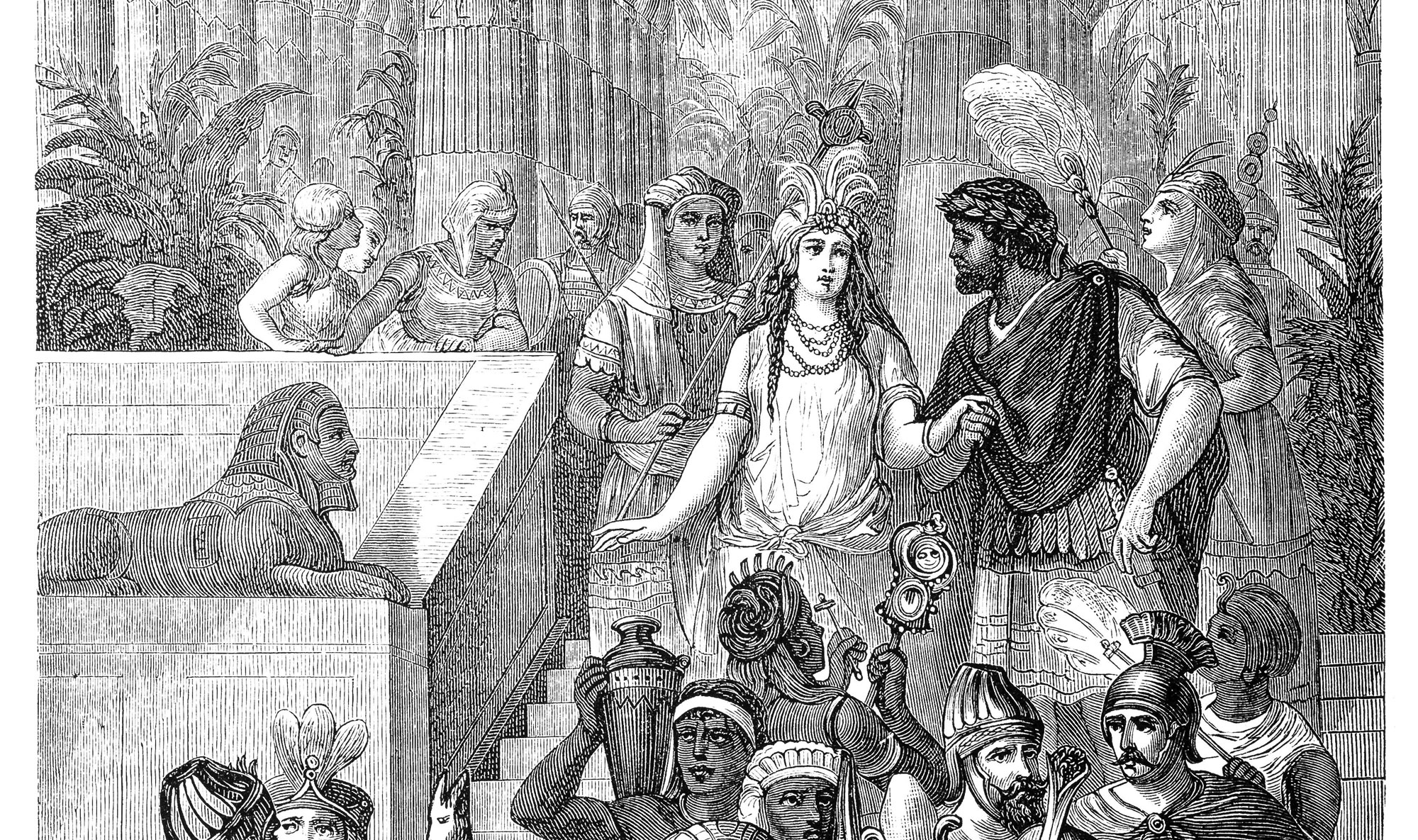 Ilustración de Cleopatra y Marco Antonio.