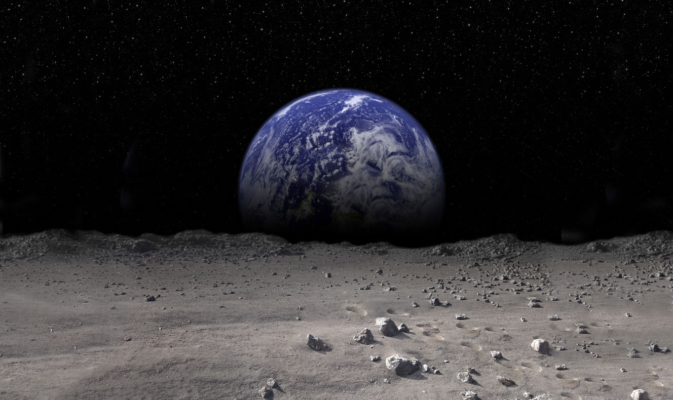 Ilustración de la Tierra vista desde la Luna.